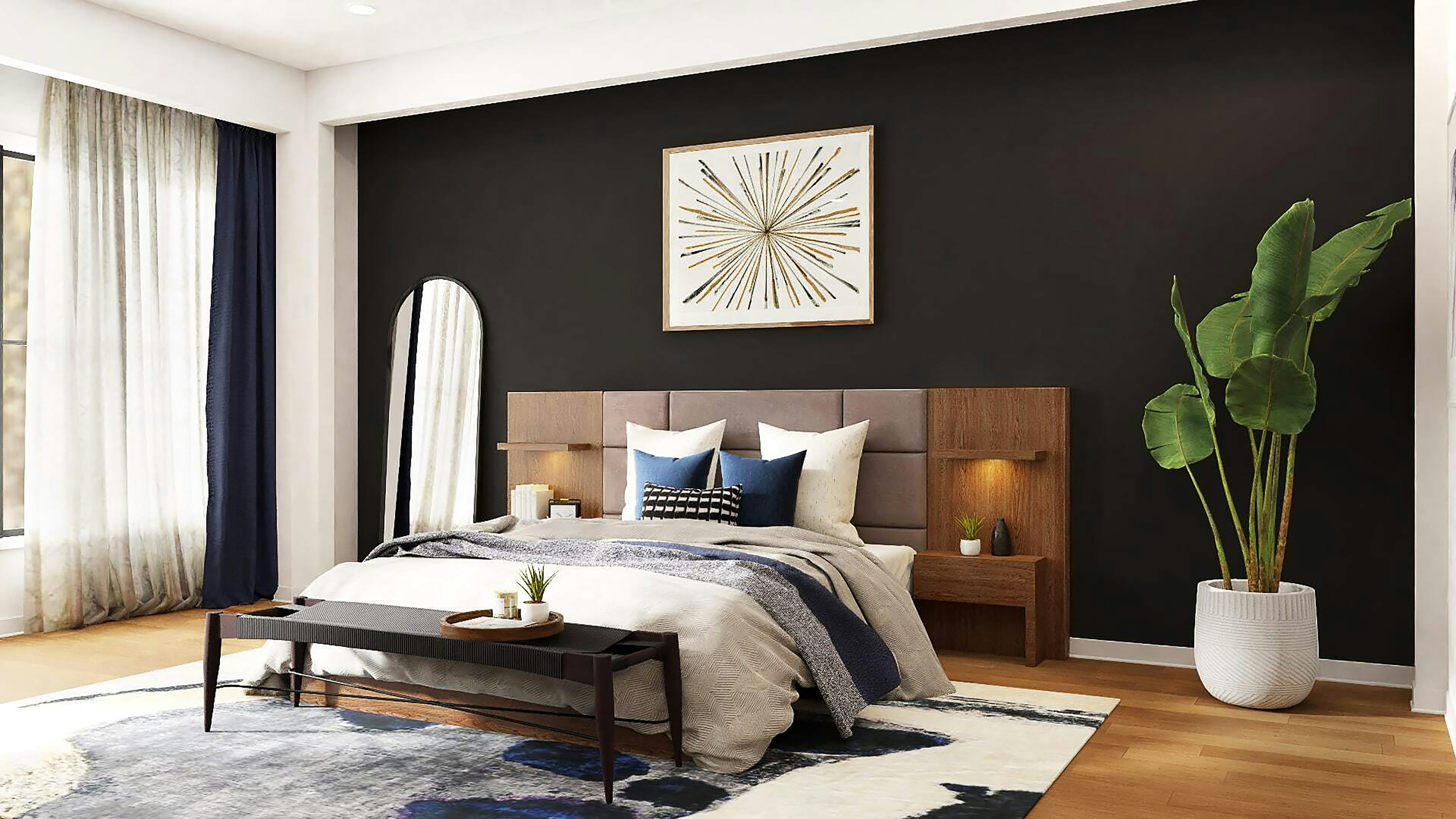Bedroom refresh featuring wardrobe doors and feature wall